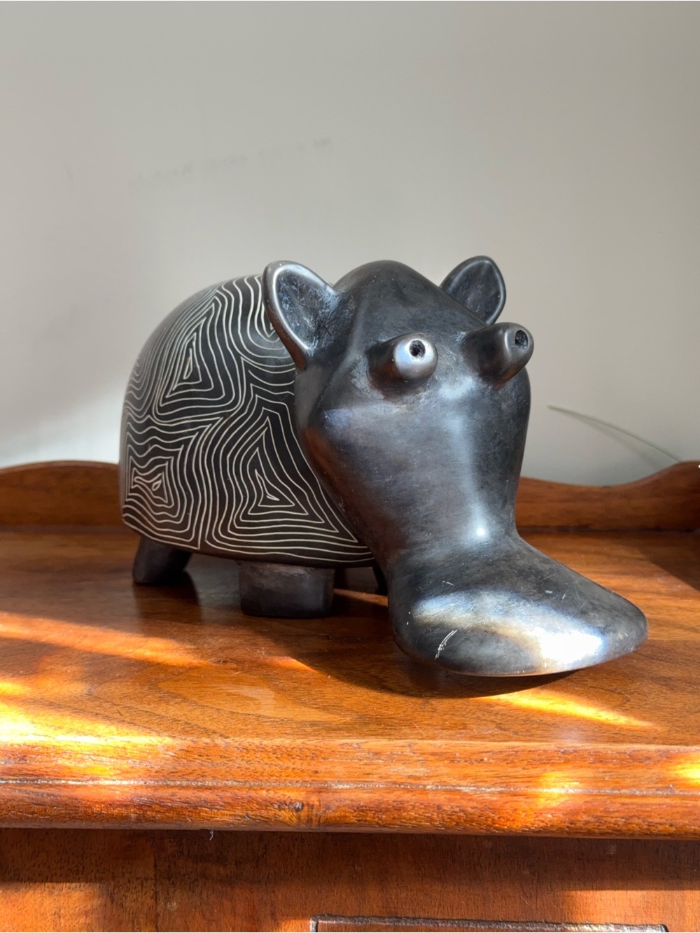 Abstract Hippo Soapstone Style Sculpture